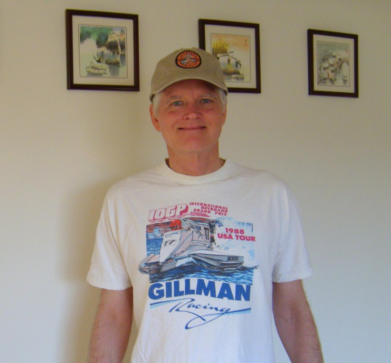 Name:  Roy wearing Scott Gillman racing T-shirt, in front of 3 paintings..jpg
Views: 2010
Size:  105.2 KB